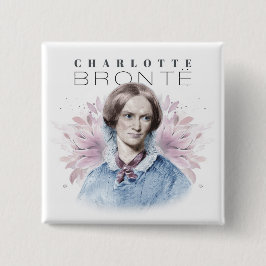 Charlotte Bronte Portrait von Richmond mit Blume Button