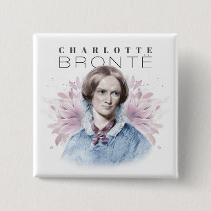 Charlotte Bronte Portrait von Richmond mit Blume Button