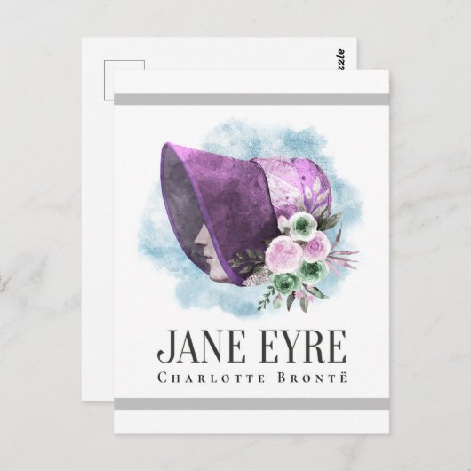 Charlotte Bronte Portrait von Richmond mit Blume Postkarte (Vorne/Hinten)