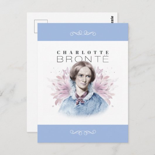 Charlotte Bronte Portrait von Richmond mit Blume Postkarte (Vorne/Hinten)