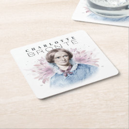 Charlotte Bronte Portrait von Richmond mit Blume Rechteckiger Pappuntersetzer