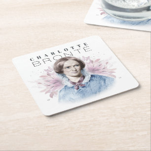 Charlotte Bronte Portrait von Richmond mit Blume Rechteckiger Pappuntersetzer
