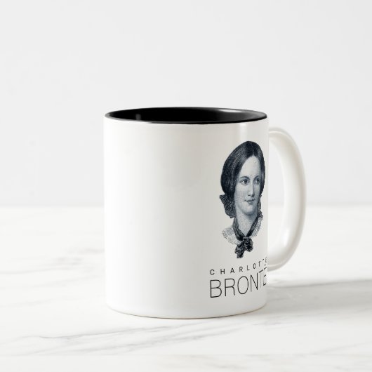 Charlotte Bronte Portrait Zweifarbige Tasse (VorderseiteRechts)