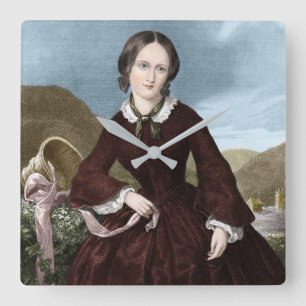 Charlotte Bronte Quadratische Wanduhr