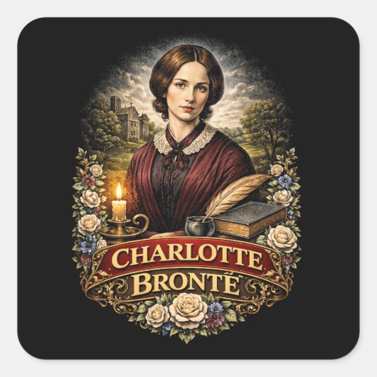 Charlotte Brontë Quadratischer Aufkleber (Vorderseite)