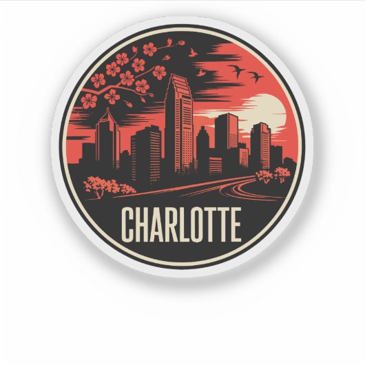 Charlotte City North Carolina USA Aufkleber (Vorderseite)