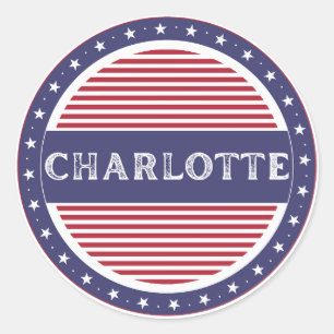 Charlotte City Pride Emblem – Amerikanische Identi Runder Aufkleber