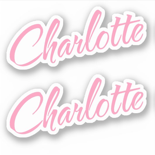 Charlotte Dekorativer Name in Rosa x2 Aufkleber (Vorderseite)