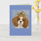 Charlotte der Cavalier mit Carolina-Wren-Karte Karte (Gelbe Blume)