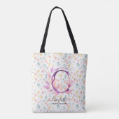 Charlotte Elegant Floral Monogram Pastel Blossom C Tasche (Rückseite)
