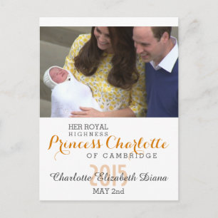 Charlotte Elizabeth Diana - British Will Kate Postkarte