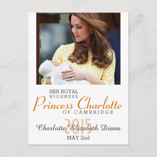 Charlotte Elizabeth Diana - British Will Kate Postkarte (Vorderseite)