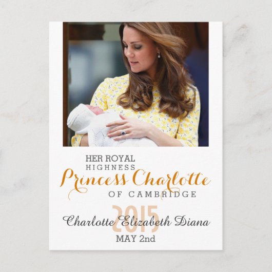 Charlotte Elizabeth Diana - British Will Kate Postkarte (Vorderseite)