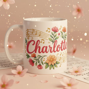Charlotte Floral Musikliebhaber Glitter-Tasse Kaffeetasse