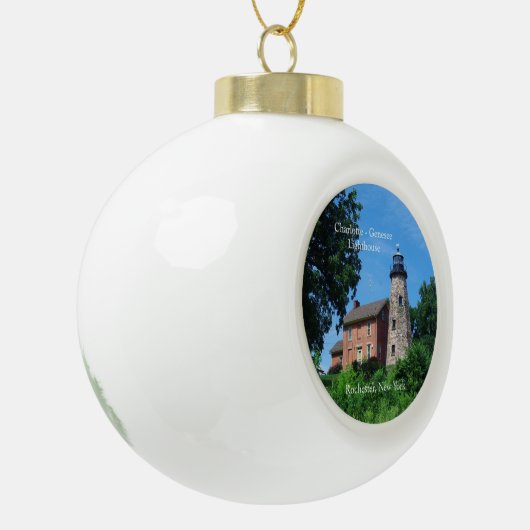 Charlotte Genesee Lighthouse Keramik Kugel-Ornament (Links)