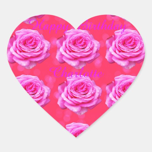 Charlotte Happy Birthday Girls Name Logo, Herz-Aufkleber (Vorderseite)