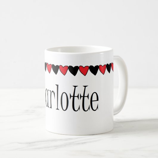 Charlotte-Herz-Name Kaffeetasse (VorderseiteRechts)