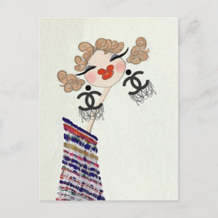 Charlotte ist glückliche Glam-Fashion-Kunst Postkarte