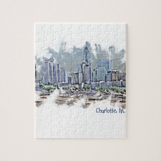 Charlotte-Königinstadt-Skyline Puzzle (Vertikal)