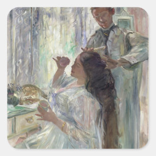 Charlotte Korinth an ihrer Frisierkommode, 1911 Quadratischer Aufkleber