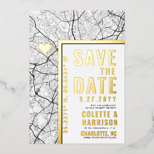Charlotte Love Locator Hochzeit Save the Date Folieneinladung