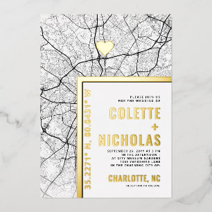 Charlotte Love Locator Stadt Themen Hochzeit Folieneinladung