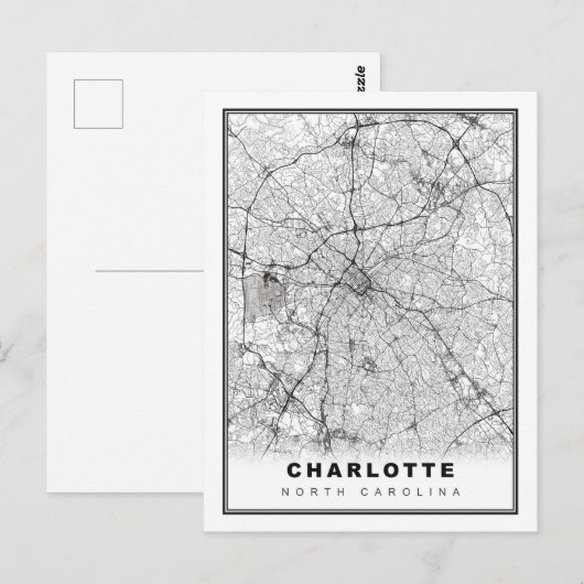 Charlotte Map Postkarte (Vorne/Hinten)