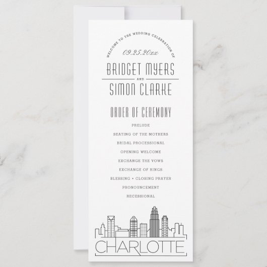 Charlotte | Modernes Hochzeitsprogramm für Deko Einladung (Vorderseite)