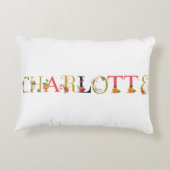 CHARLOTTE Name Kunst mit bestickten Blume Dekokissen (Rückseite)