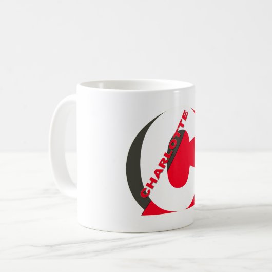 Charlotte Name Mit Monogramm Minimal Schwarz Kaffeetasse (Vorderseite Links)