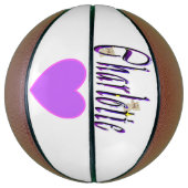 Charlotte Name mit Teddy und Herz Basketball (Vertikal)