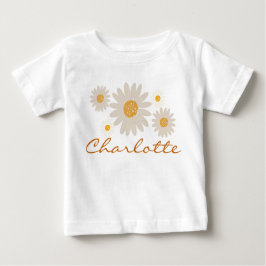 Charlotte Name offenbart Retro daisy boho Blume Baby T-shirt