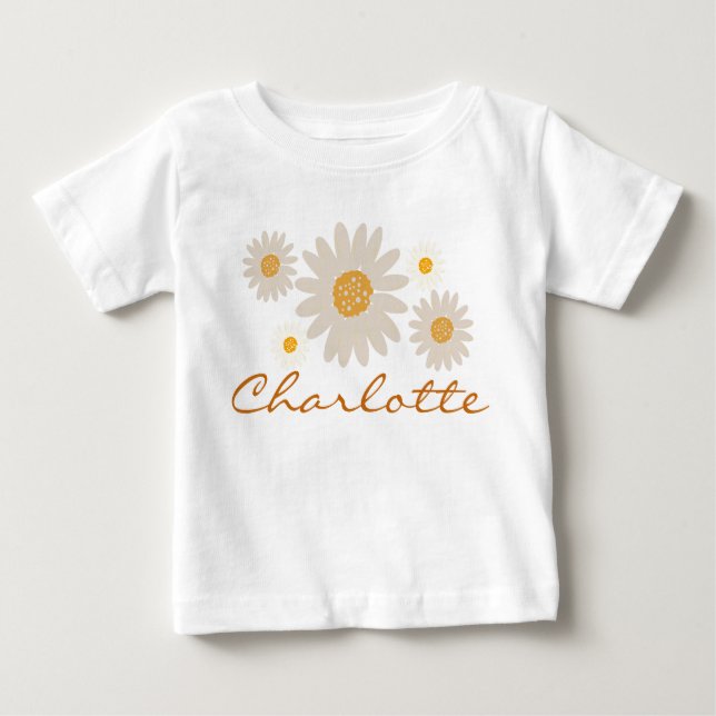 Charlotte Name offenbart Retro daisy boho Blume Baby T-shirt (Vorderseite)