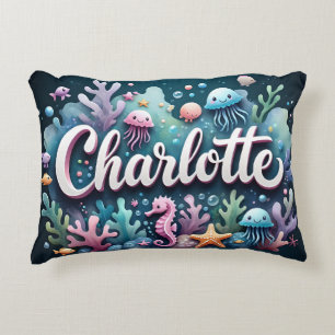 Charlotte Name Ozean Thema Dekorative Meeresleben Dekokissen