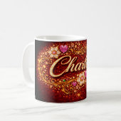 Charlotte Name Pink Hearts Gold Personalized Gift Kaffeetasse (Vorderseite Links)