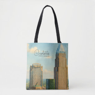 Charlotte NC Aquarell Skyline Reise Tasche