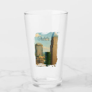 Charlotte NC Aquarell Stadtansicht Reise Glas