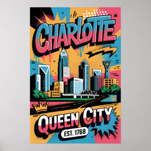 Charlotte NC Graffiti Urban Reiseplakat  Poster