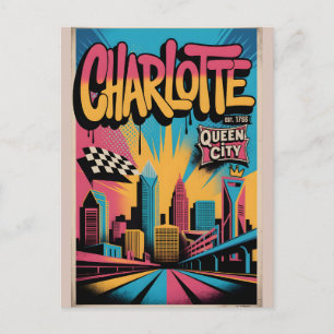 Charlotte NC Graffiti Urban Reiseplakat Postkarte