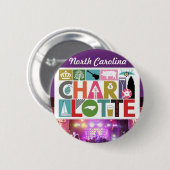 Charlotte NC North Carolina Round Magnet Button (Vorne & Hinten)