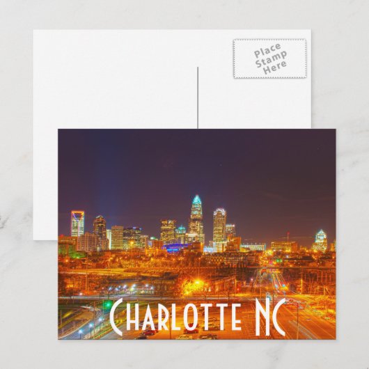 Charlotte NC Postkarte (Vorne/Hinten)