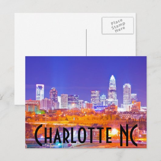 Charlotte NC Postkarte (Vorne/Hinten)