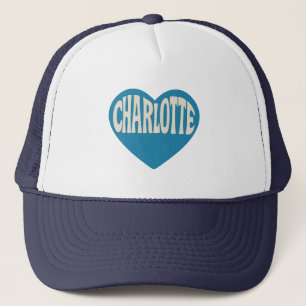 Charlotte NC Retro Herzdesign - Vintager Schriftar Truckerkappe