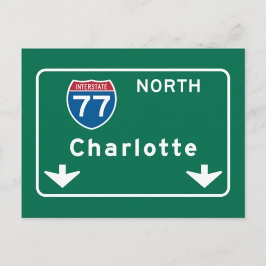 Charlotte, NC Road Sign Postkarte (Vorderseite)