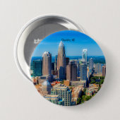 Charlotte, NC-Skyline-Foto Button (Vorne & Hinten)