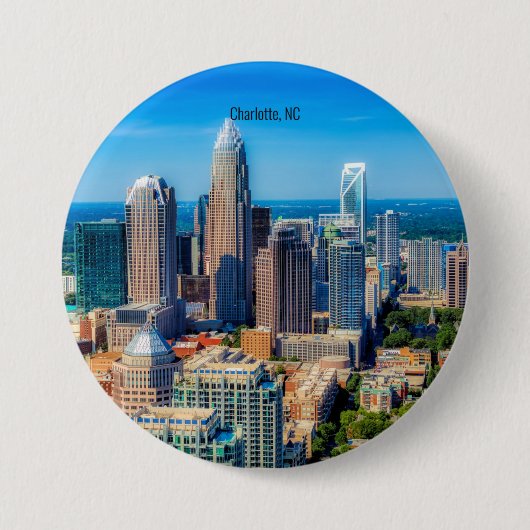 Charlotte, NC-Skyline-Foto Button (Vorderseite)