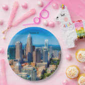 Charlotte, NC-Skyline-Foto Pappteller (Party)