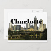 Charlotte NC Skyline mit Charlotte im Himmel Postkarte (Vorne/Hinten)