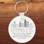 Charlotte, NC Stylized Skyline | Benutzerdefiniert Schlüsselanhänger (Vorderseite)