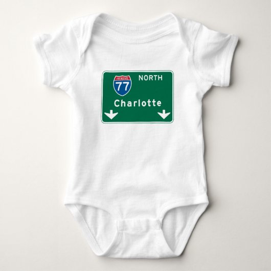 Charlotte, NC-Verkehrsschild Baby Strampler (Vorderseite)